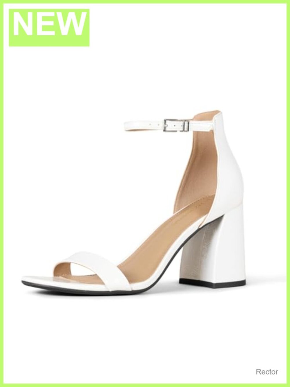 Faux Leather Women's High Heel Block Heels Sandals with Ankle Strap